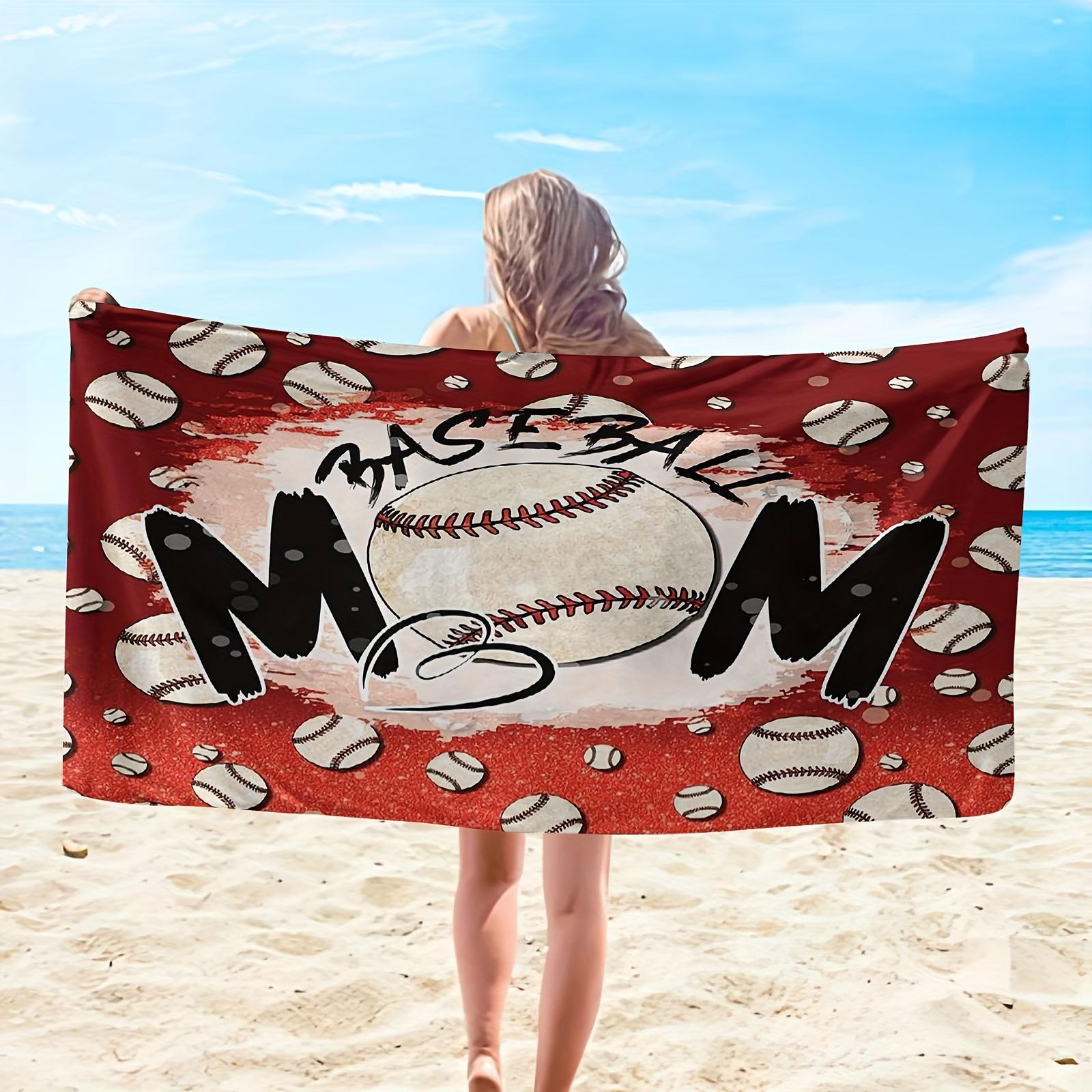 

Baseball Mom Sports Beach Towel Patterned Sunscreen And Windproof Suitable For Swimming Pool Camping Travel Blanket W30*H60(CM)