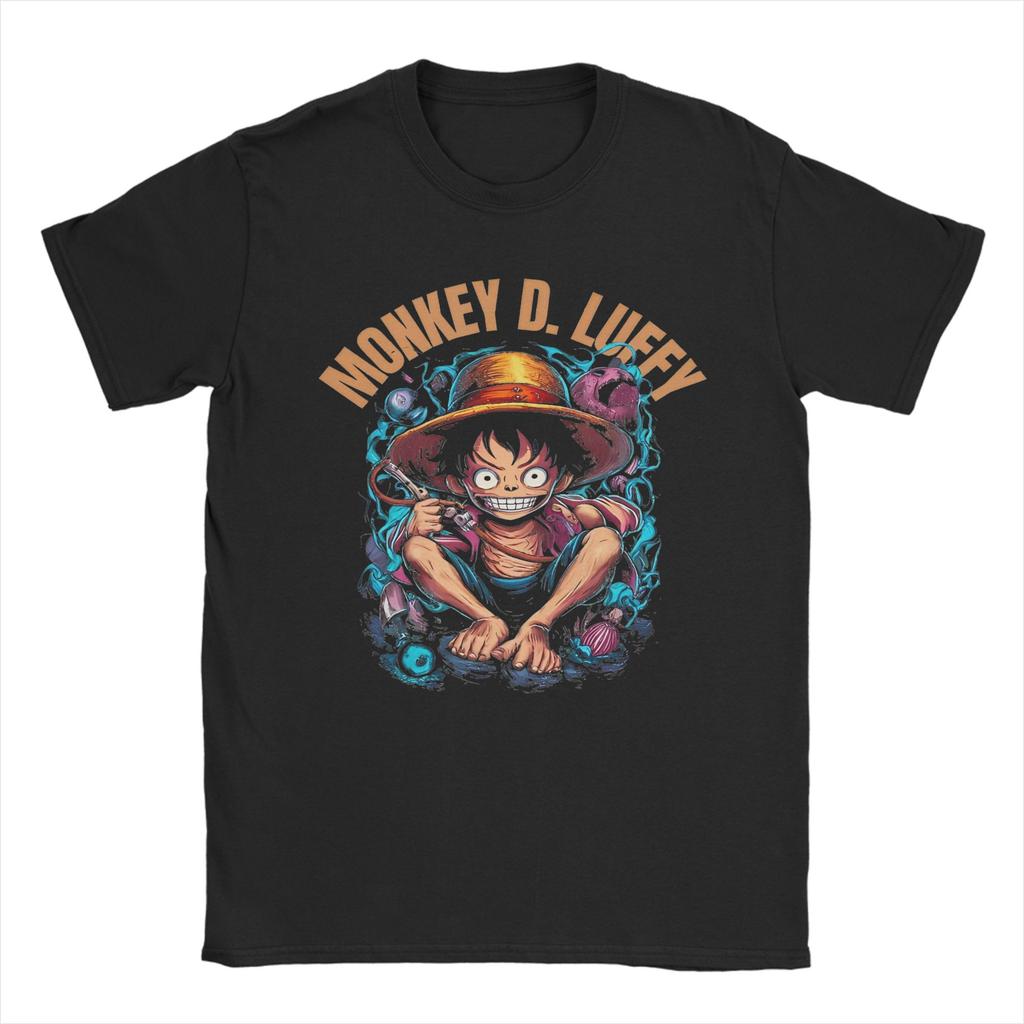 Anime Monkey D Luffy for Unisex Women T Shirt One Piece Fun Tees Short Sleeve O Neck TShirts Pure Cotton Original Tops