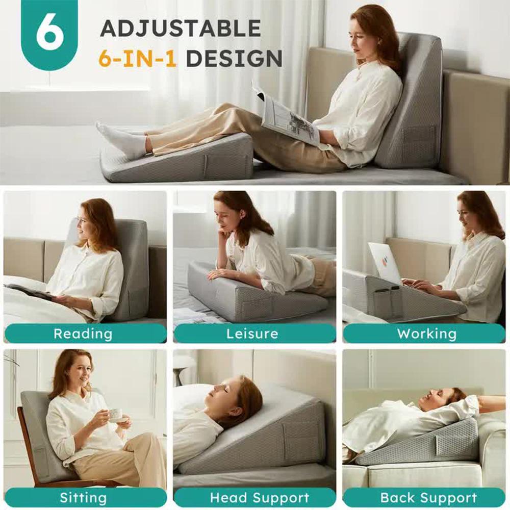 Bed Wedge Pillow for Sleeping, Soft Memory Foam Top, Triangle Pillow Wedge, Body Positioners for Leg Elevation, Snoring Relief