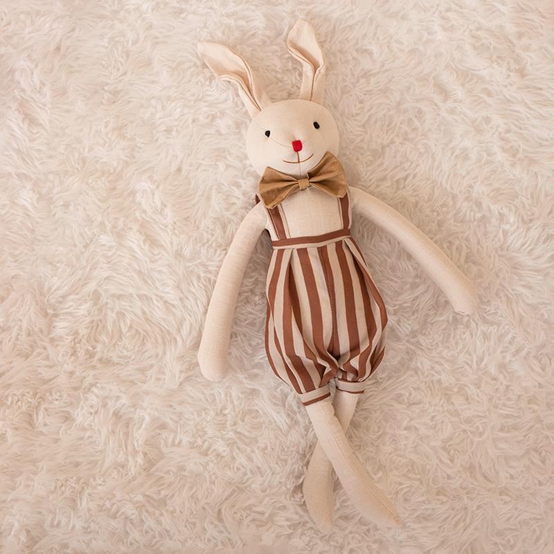 Stuffed Bunny Cloth Dress Toys Smoothing Toy for Infant  Cuddling sleep doll for Girls Handmade Diversity Brown Rabbit Plushie
