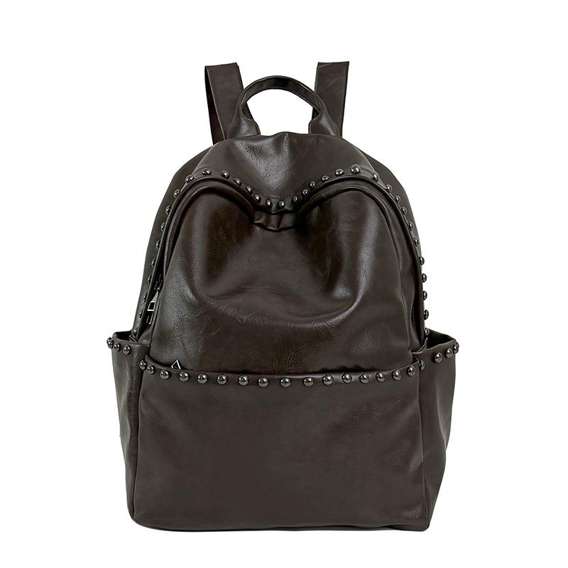 School bag, top-layer leather backpack, women's PU leather backpack, casual soft leather backpack, travel large capacity bag