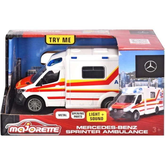 Jouet automobile - MAJORETTE - Mercedes-Benz Sprinter ambulance - Effets sonores et lumineux - Blanc