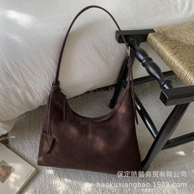 Suede Bag Women's Large Capacity 2025 New Autumn and Winter Matte Retro Shoulder Underarm Bag Commuter Tote Bag