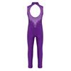 Kids Girls Sleeveless Round Neckline Rhinestone Dance Gymnastic Dance Leotards Figure Ice Skating Jumpsuit Unitard