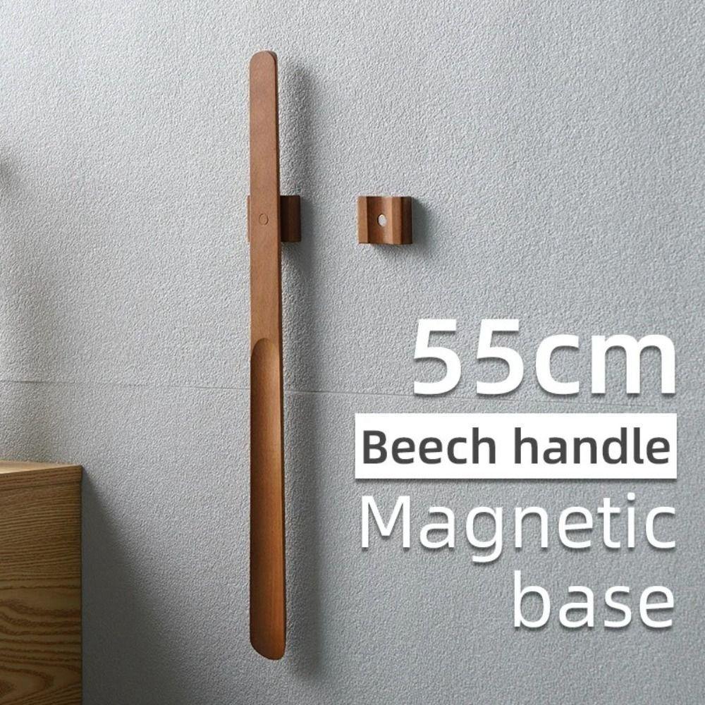 Useful 30/55cm Magnetic Shoehorn Flexible No-Bend Lazy Shoe Horn Wooden Handle Long Shoe Lifter for Elderly, Pregnant Women