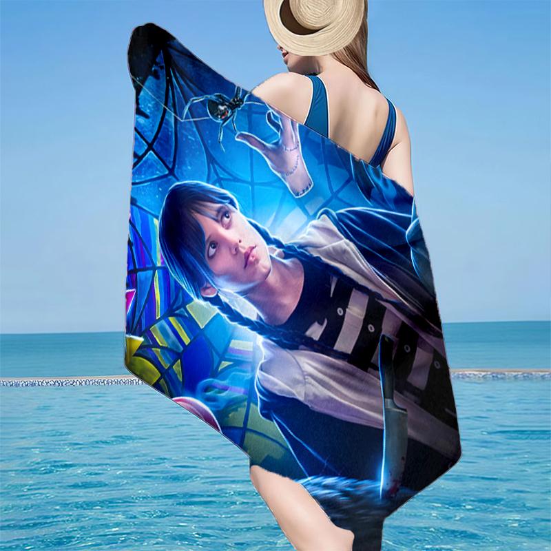 Mittwoch Gothic Strandtuch, Superweiche Mikrofaser, Geschenk für Sie/Ihn, Geburtstag, für Pool, Strand, Reisen, Heimdeko Fanartikel