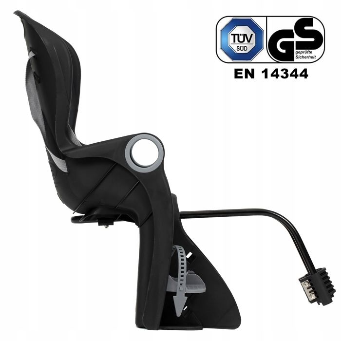 Siège vélo arrière enfant 22 kg, insert doux, fixation cadre ou porte-bagages - Campela (CA0060GRY)