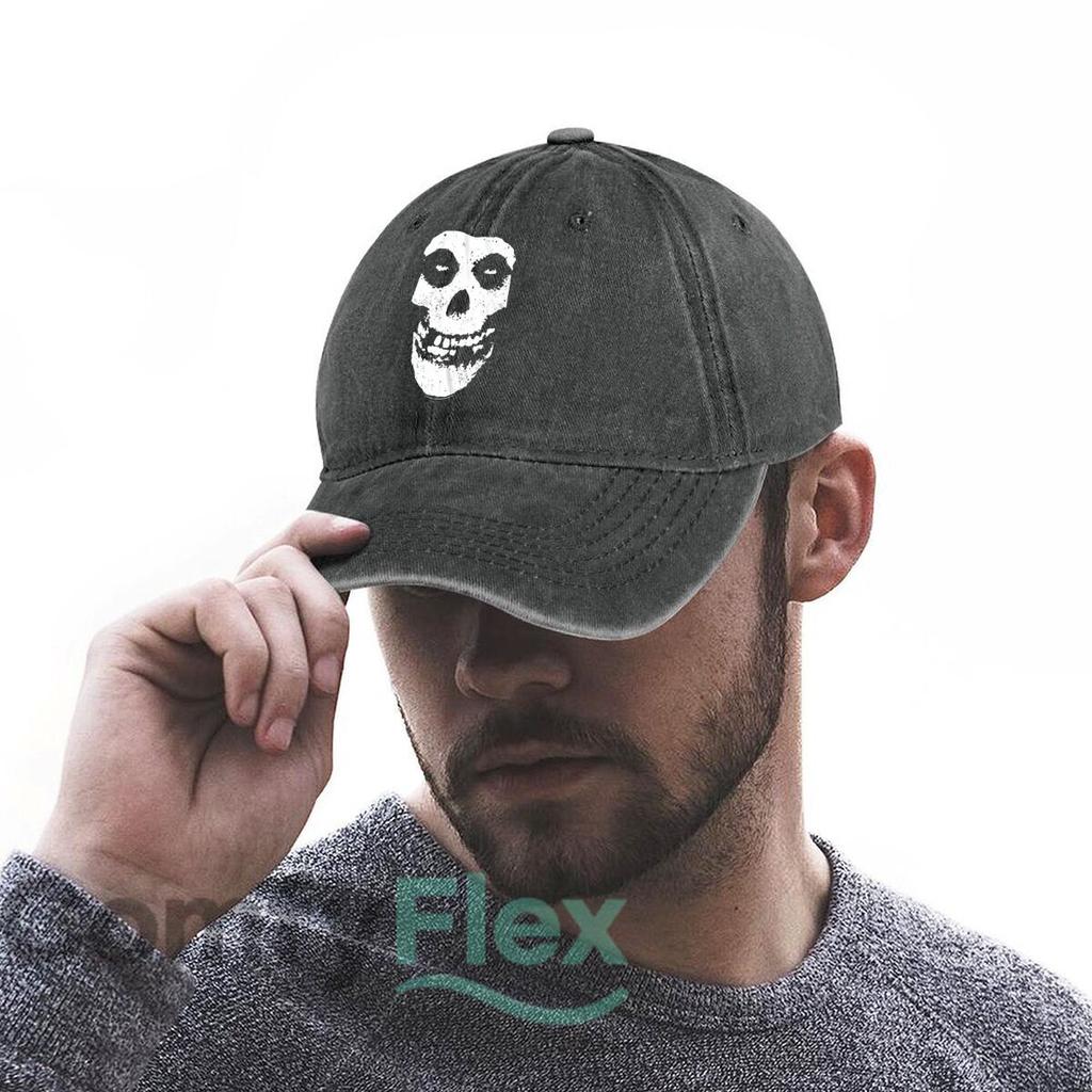Distressed Skull Graphic Washed Baseball Cap