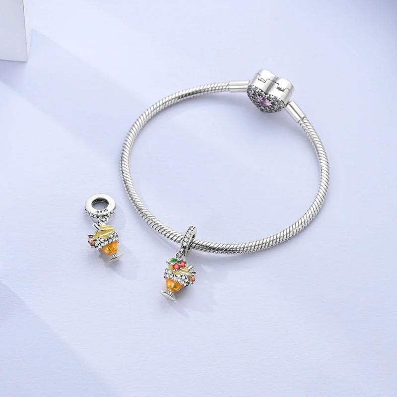 Authentic Charm Bead Charms copper Summer Fruit Ice Cream Cup Bead Charms Compatible With Charm Bead Charms Plata Bracelets for Women Jewellery Making