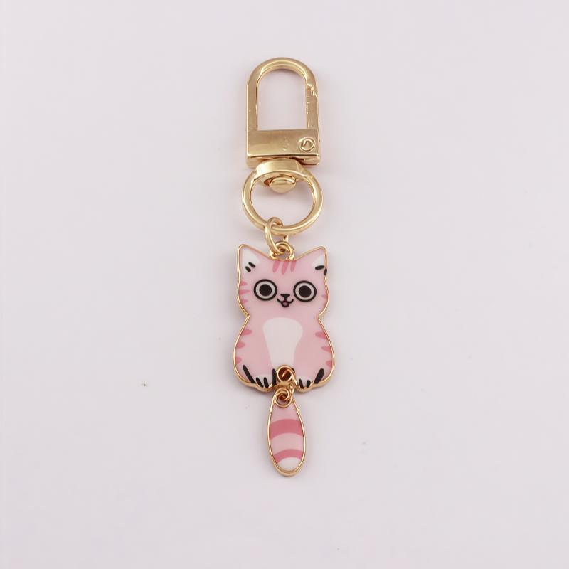 Originalität Metall Katze Farbdruck Schlüsselanhänger Persönlichkeit Rucksack Kleiner Anhänger Schlüsselring Anhänger Tier Niedlich Schlüsselanhänger Ring Geschenk