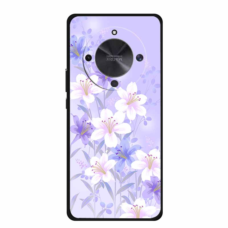 Phone Case For Honor X70 5G 2025 Case X 70 Coque Flowers Black Silicone Soft Back Cover For Honor X70 Cases HonorX70 Funda 6.79"