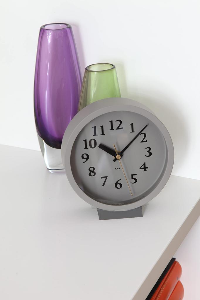 Lemnos M Clock MK14-04 GY Radio-Controlled Table Clock, Gray, 15 x 16.1 x 6.2 cm