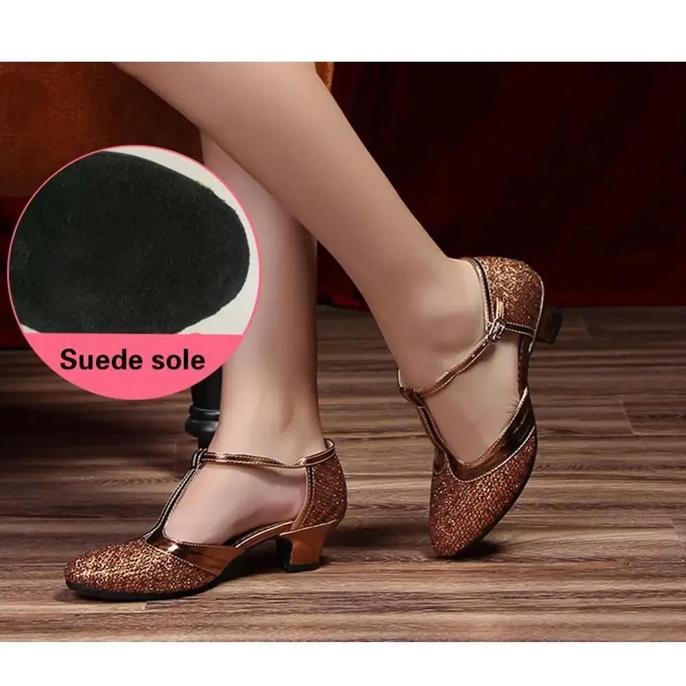 Damskie Buty Taneczne Damskie Buty do Tańca Towarzyskiego Dziewczęce Buty Łacińskie Dziecięce Niskie Obcasy 3.5/5.5/ 6.5cm Halowe Taniec Nowoczesny