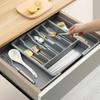 Expandable Drawer Organizer, Knife and Fork Storage Box - Adjustable Plastic Utensil Tray, Suitable for Kitchen Cutlery