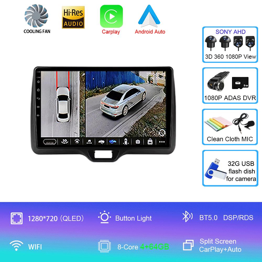 Android 14 Car Radio Carplay Auto For Toyota Yaris Vios 2020 - 2025 Right Hand Drive Multimedia Player GPS Video 2 Din Head Unit