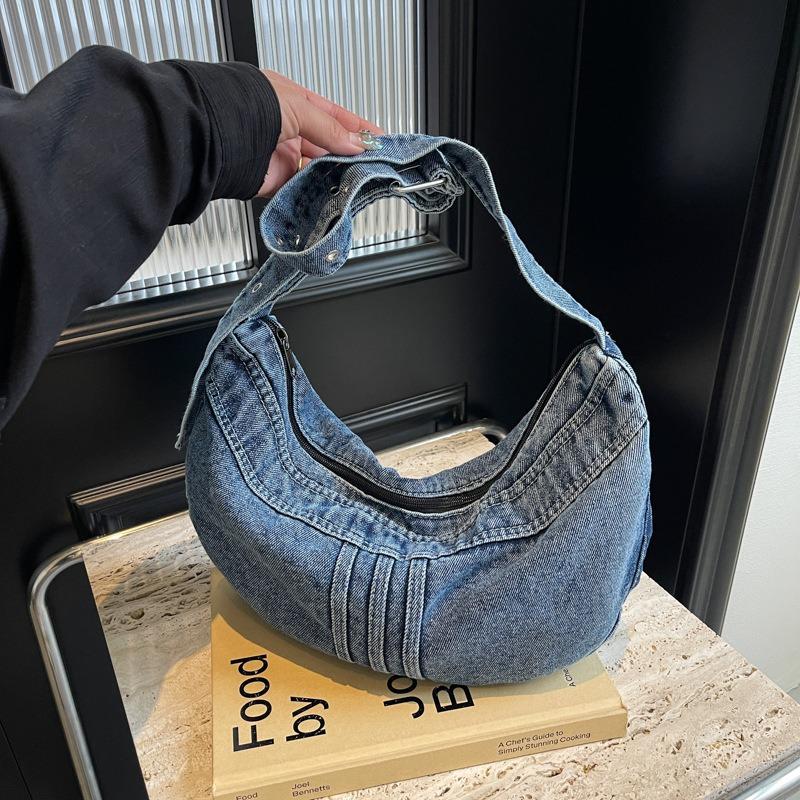 Shoulder bag Harajuku denim bag girl versatile commuter messenger bag women's shoulder dumpling bag
