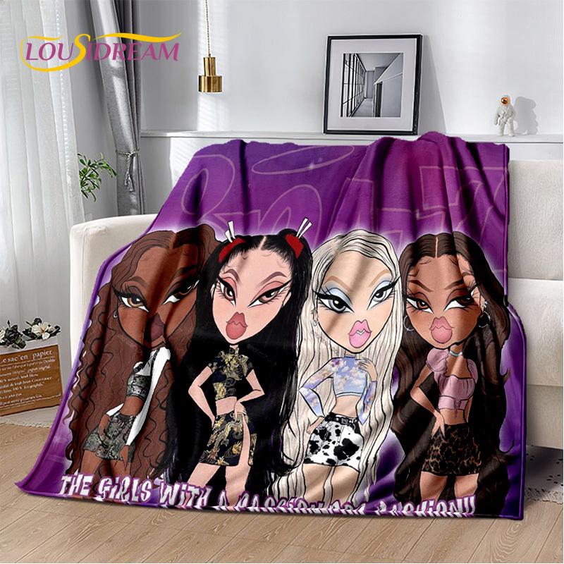 Cartoon Bratz Doll Girls 3D Printed Soft Blankets,Keep Warm Throw Blanket Comfortable Blanket for Picnic Beds Sofa Home Bedroom