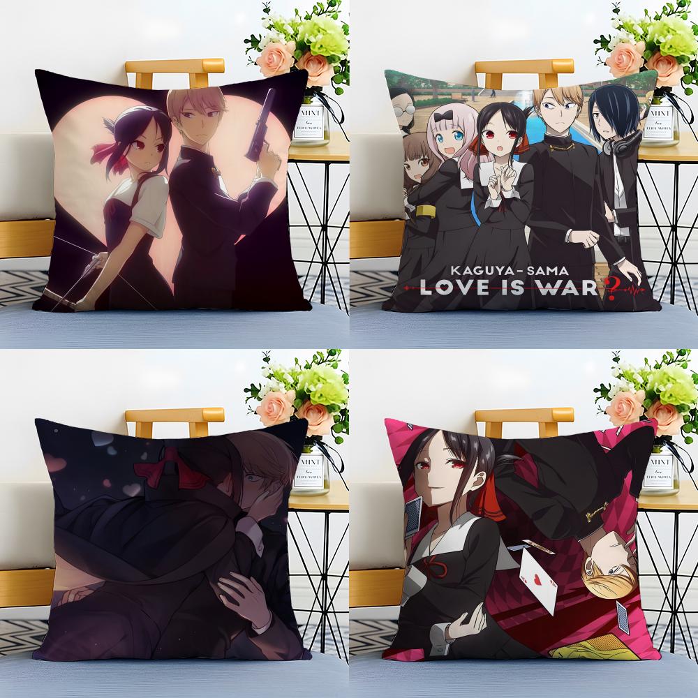 K-Kaguya Sama Love Is War Cushion Cover Washable Linen Pillowcase Soft For Sofa Bed Cozy Home Room Decor