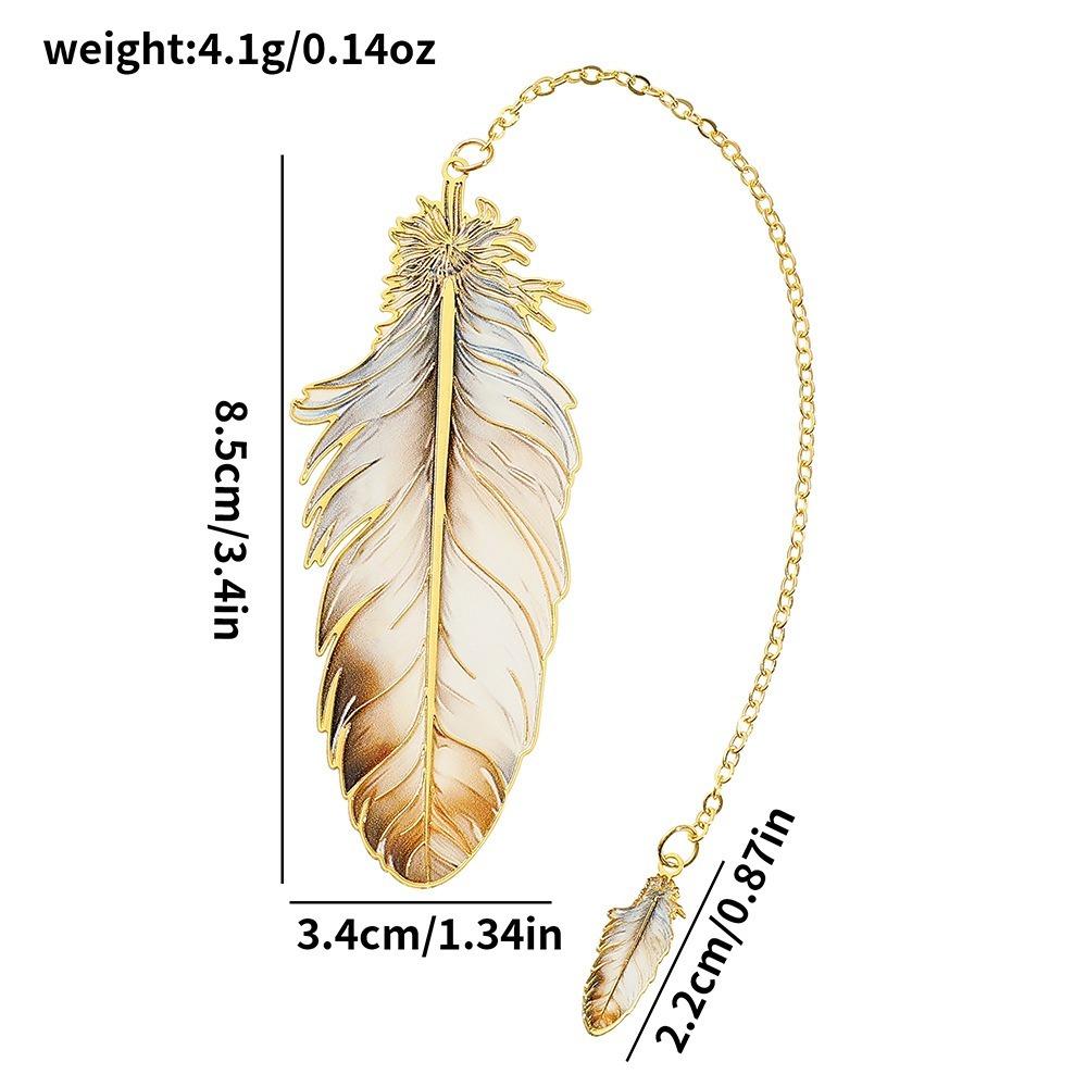 Feather Shape Metal Bookmark With Feather Pendant Pagination Mark  Book Lovers Writers Readers
