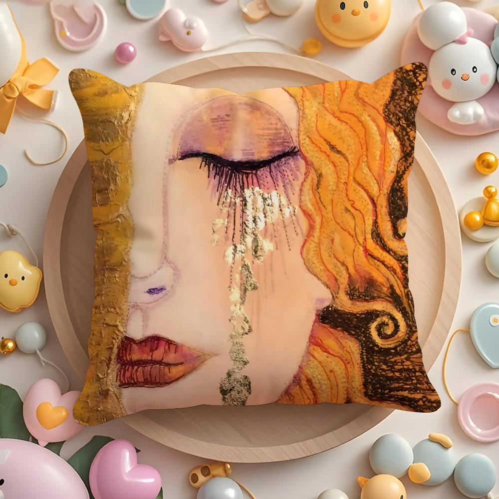 Gustav Klimt Obraz Olejny Poszewka na Poduszkę Krótki Plusz Dwustronny Nadruk Domowy Można Prać w Pralki w Ciepłą Zimę Poszewka na Poduszkę