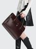 Echte Leder Aktentasche Damen Luxus Mode Vintage Büro Business OL Schulter Seitlich 14 Zoll Laptop Messenger Tragbare Tasche