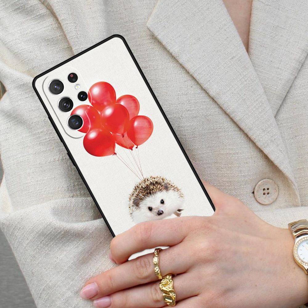 Hedgehog and Balloon Cell Phone Case for Samsung Galaxy S26 Ultra S25 S24 S23 S22 S21 S20 Note10 Cover