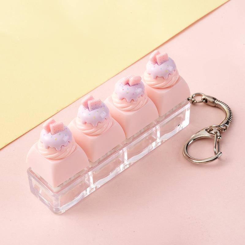 Cartoon Bread Button Squeeze Toy Keychain: Stress Relief and Distraction Gadget