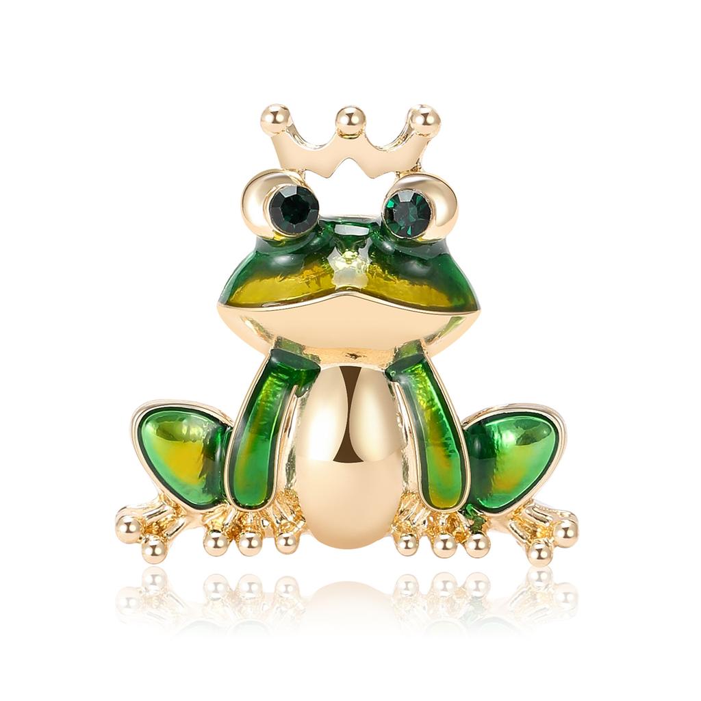 Fashion Enamel Frog Prince Brooch Simple Animal Pin Women'S Clothing Accessories Corsage