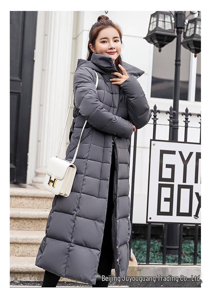 Women's Long Slim Winter Coat with Large Fur Collar