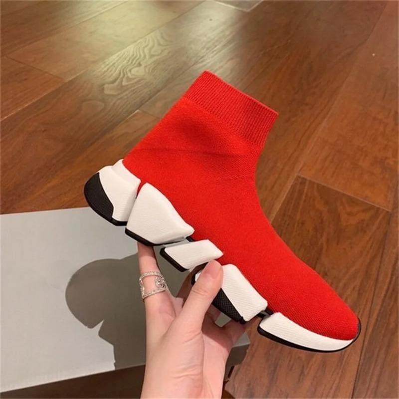 LUXSOLE Hot Black High Top Women Socks Shoes Sneakers Breathable Couples Casual Sports Shoes Comfy Platform Sock Sneakers Men