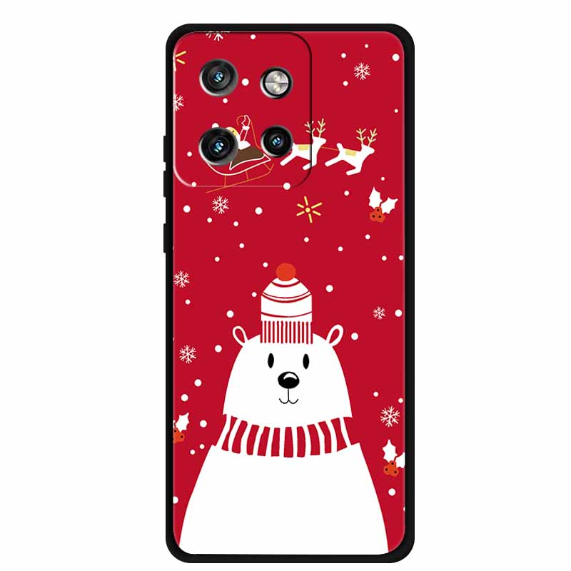 Christmas Cover For Motorola Moto G75 5G Black Silicone Cases TPU Santa Claus Christmas Tree Cover Deer For Moto G75 5G TPU case