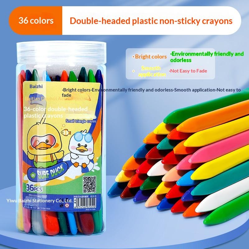 Oil Pastels Art Drawing Stationery Oil Painting Drawing Sticks Colored Crayons Dual Head Triangle Crayons 12-36 Colors Safe Kids