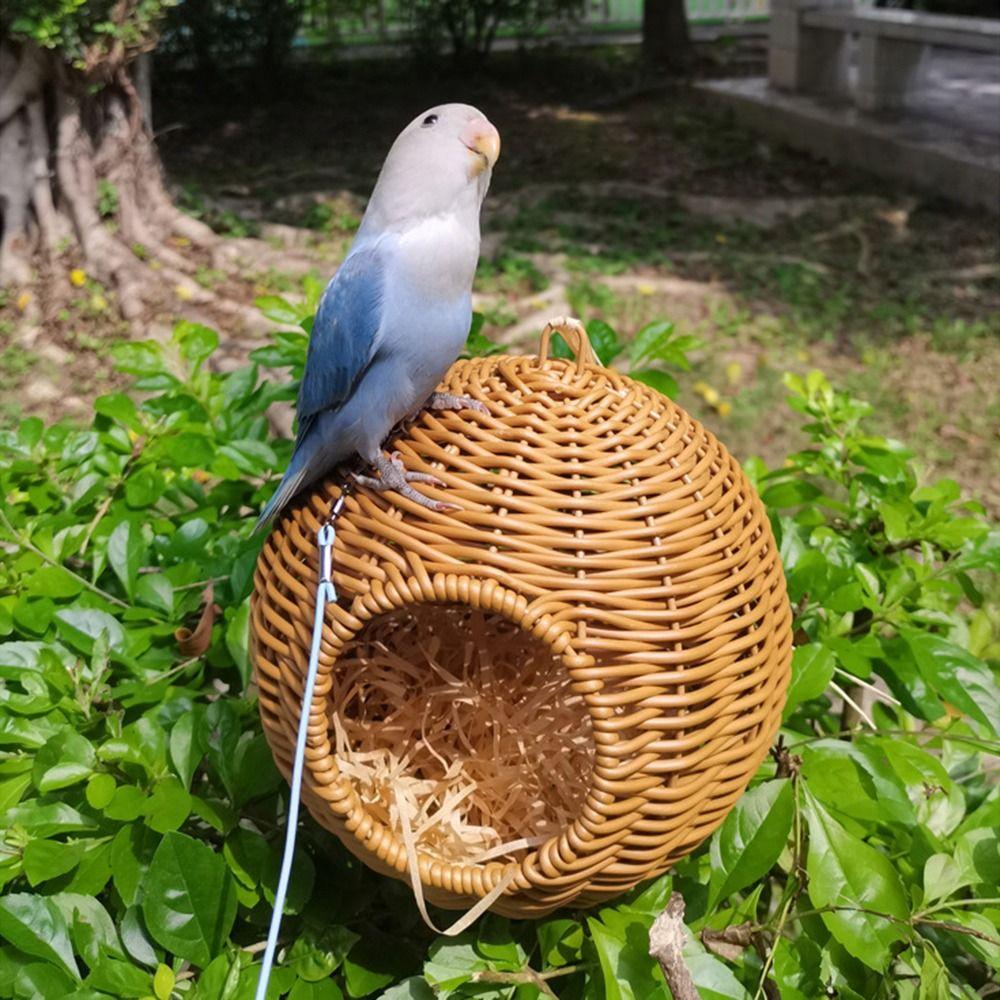 Comfortable Woven Bird Nest Wear-resistant Hanging Hammock Bed Bird Hammock for Cage  Bird Breeding