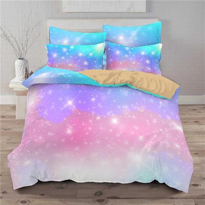 Rainbow Duvet Cover Set Cloud Sky Pink Blue 3D Print Bedding Set Queen Size Microfiber Golden Star Comforter Cover Bedroom Decor
