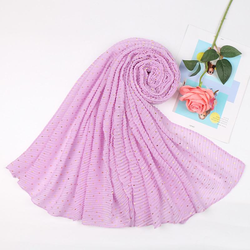 New Pleated Polka Dot Hijab Scarf Women Shimmer Ripple Shawls Muslim Glitter Shawl Wraps Stretchy Headband Scarves Soft Pashmina