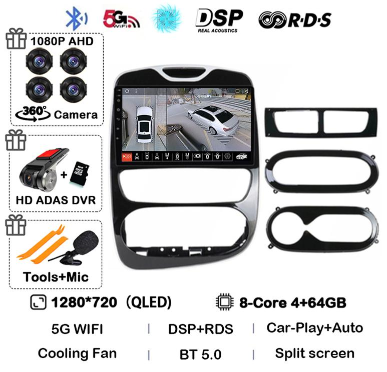 Android 14 Carplay Auto WIFI+4G For Renault Clio 3 4 2012 - 2015 2016 - 2018 Car Radio Multimedia Video Player Stereo Audio GPS