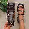 Fashion Women's Sandals 2025 New Summer Platform Fashion High Heel Sandals Outdoor Beach Shoes Square Toe Buckle Strap Women’s Shoes