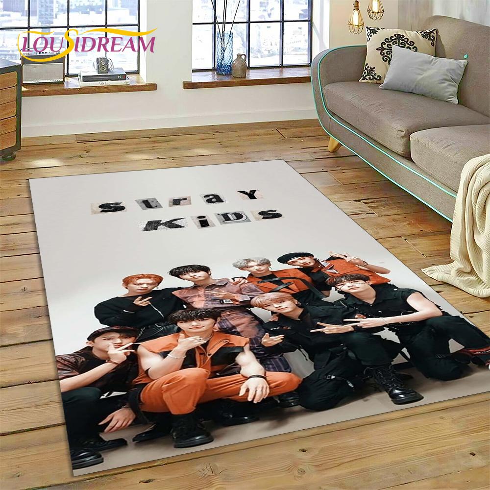 HD Korea Kpop Stray Kids 3D Singer Rug Carpet for Living Room Bedroom Home Decor,Floor Mat Non-slip Decoration for Sofa Doormat
