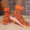 Women's Boots  New Mesh Breathable Socks Boots Thick Sole Anti Slip Color Fashion Outdoor Leopard Print Casual Shoes