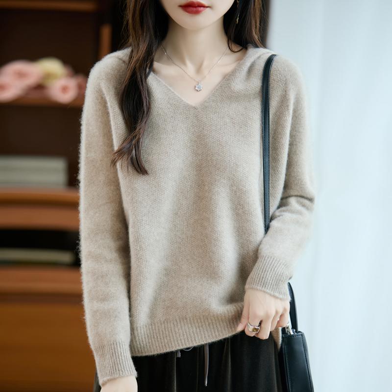 Women's cashmere sweater Qinghe cashmere 30% cashmere 70% wool autumn and winter pullover warm and fashionable