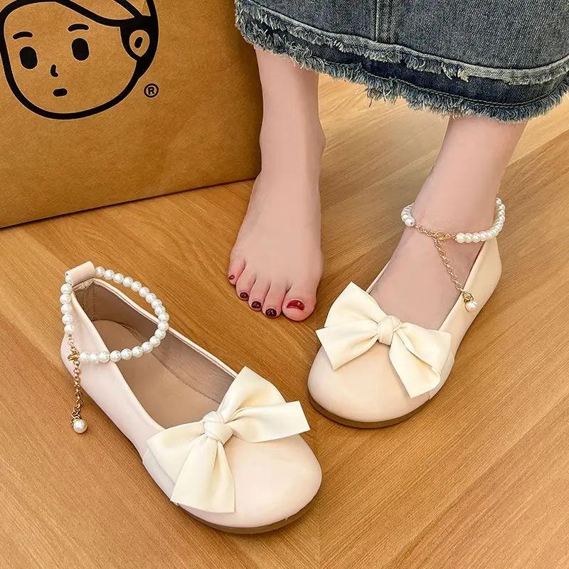 Fashion Cute Gold Japanese Style Lolita Shallow Women's Flat Shoes Elegant and Fashionable Chic Point 2025 Trend Slip On Ladies Footwear