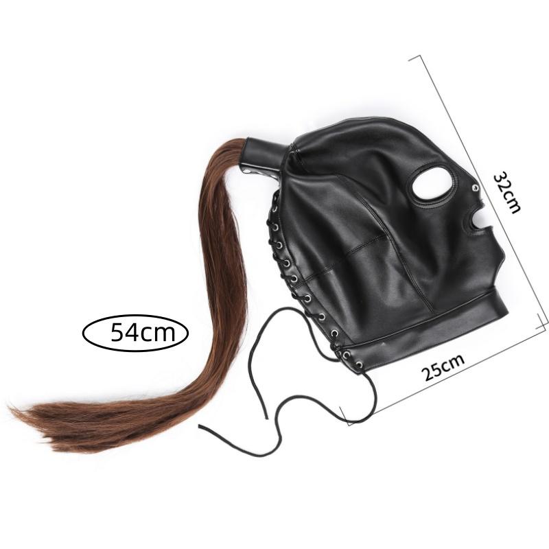 Exotic Accessorie Horse Shaped Hood Wig Anonymous Mask Stage Props Bdsm Couple Game Bondage Clothes Alternative Goods For Adults