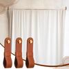 6 Pcs Leather Curtain Rod Holders PU Leather Curtain Rod Bracket Mounted Loop Straps with Screws and Plastic Wall Plugs, Boho Pole Hanger Hook for