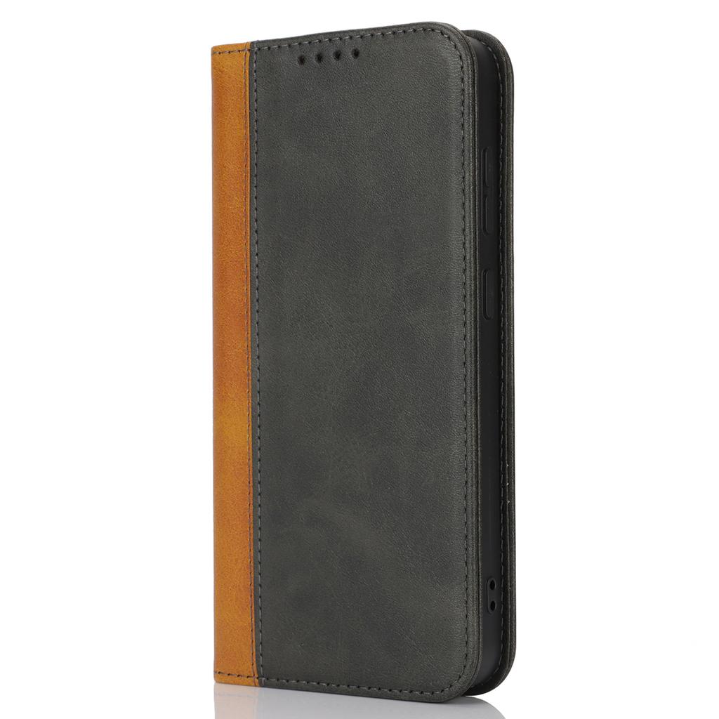 For Samsung Galaxy S24+ Case Calf Texture 3 Card Slots Color Splicing Leather Phone Cover