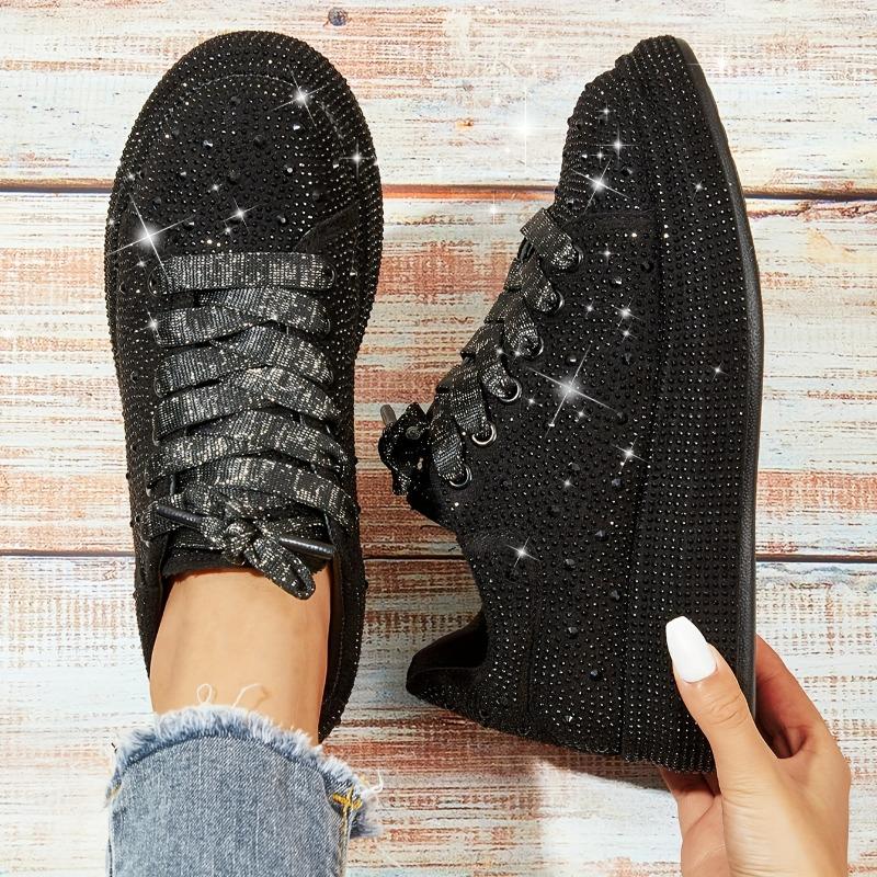 2025 New Rhinestone Thick Bottom Casual Sneakers Women Full Drill Muffin Shoes Rhinestone Single Shoes