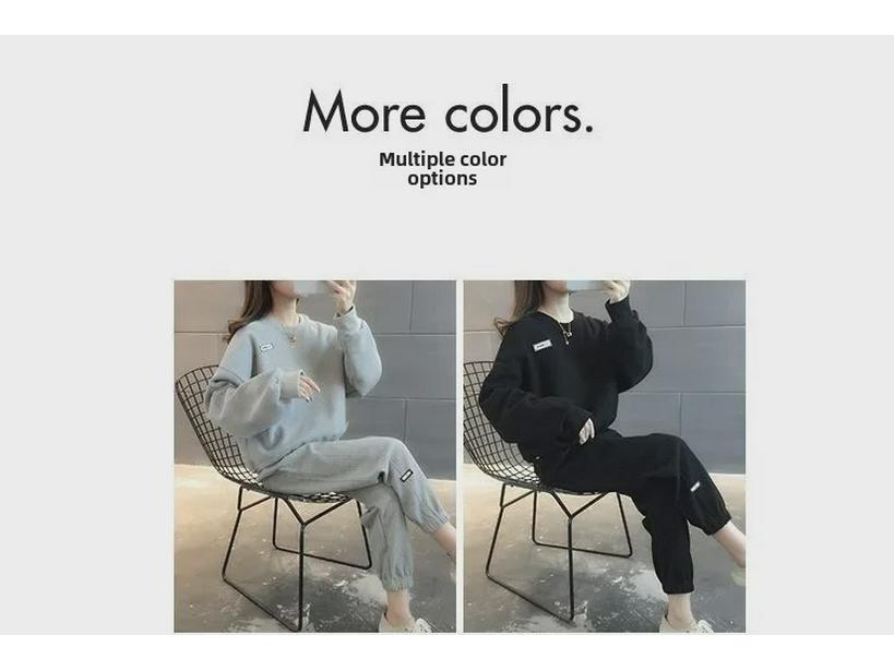 Women's Spring & Autumn 2023 Casual Two-Piece Suit: Fashionable Loose Sweatshirt and Trousers Set