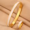 Titanium steel bracelet, oil dripping ring set, simple enamel bracelet, girls' high-end DIY ring, non-fading bracelet.