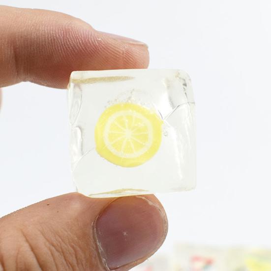 15Pcs Fruit Ice Cube Squeeze Toy Stress Relief Clear Cube Sensory Toy Soft Stretchy Transparent Cube Hand Relaxation Toy Party
