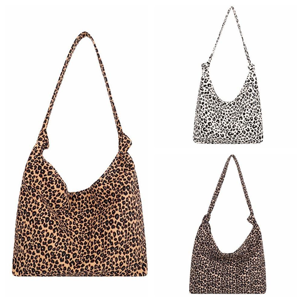Cloth Canvas Bag Korean Style Women's Handbag Fashion Leopard Print Shoulder Bag Shopping