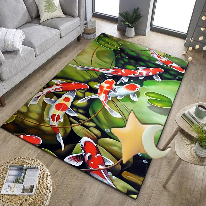 Koi Fish Artwork Office Rug Chair Mat, Entryway Carpet, Suitable for Front Door, Bedroom, Living Room, Desk, Holiday Gift